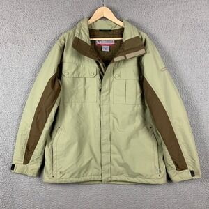 Columbia Jacket Mens Large Covert‎ Snowboarding Beige Brown Omni-Tech Outdoor